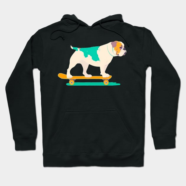 Skateboarding bulldog Hoodie by Mr Youpla